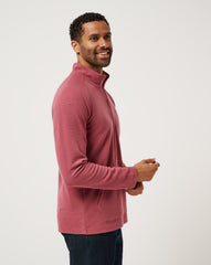 TravisMathew | Performance Waffle Quarter Zip - Roan Rouge