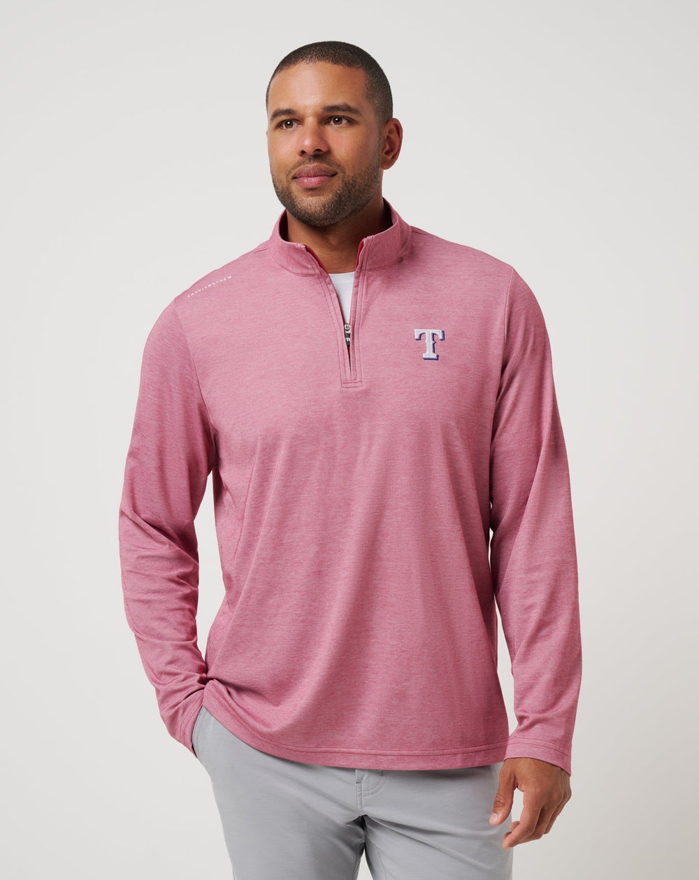 TravisMathew | Texas Rangers Time To Tailgate Quarter Zip - Heather Red