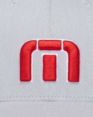 TravisMathew | Red White Iconic Snapback Hat - Heather Grey