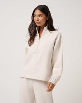 TravisMathew | Cloud Fleece Clubside Half Zip - Heather Brazillian Sand