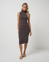 TravisMathew | Cloud Rib Mock Neck Dress - Coffee Grounds
