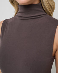 TravisMathew | Cloud Rib Mock Neck Dress - Coffee Grounds