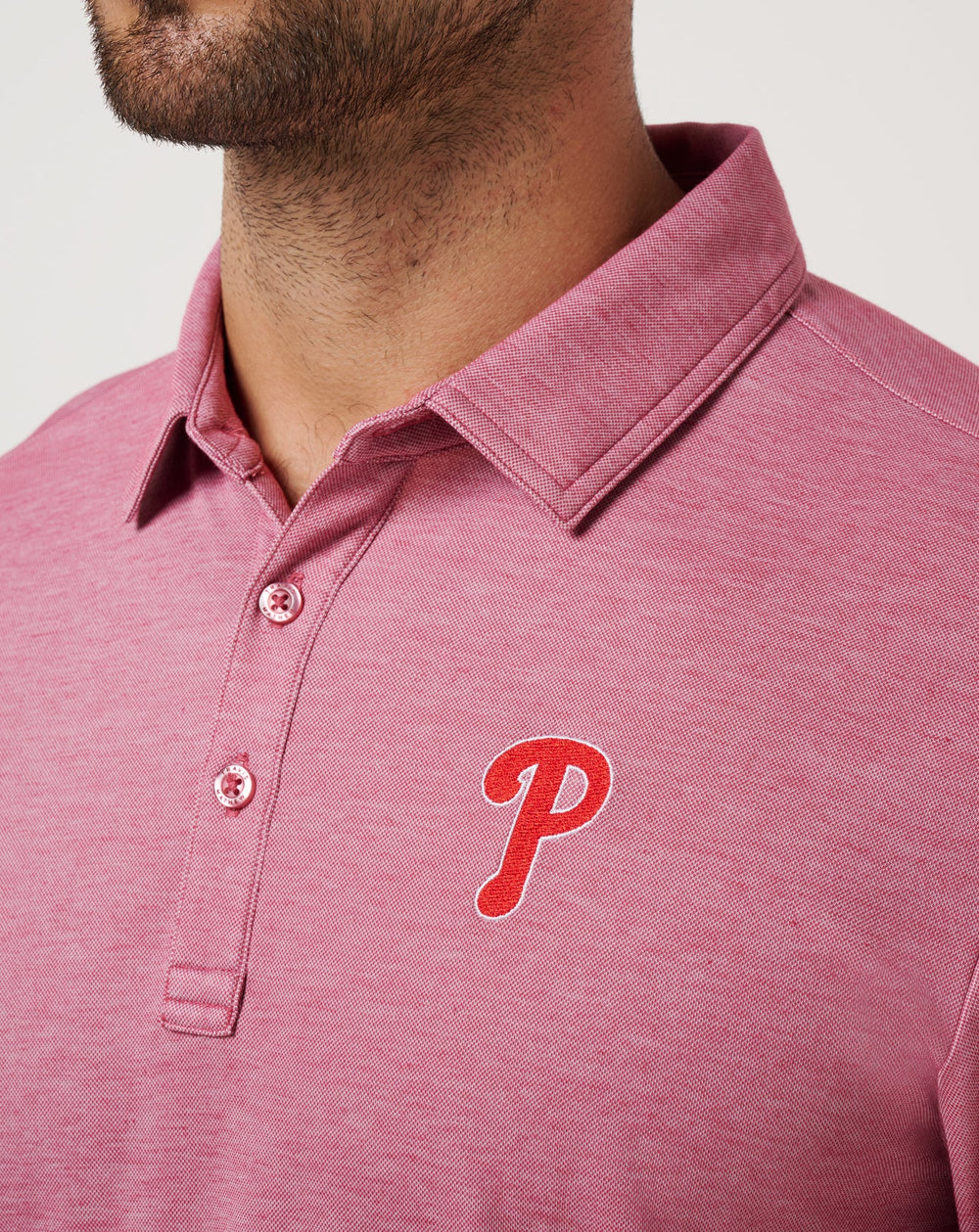 TravisMathew | Philadelphia Phillies Playoff Pitch Polo - Heather Red