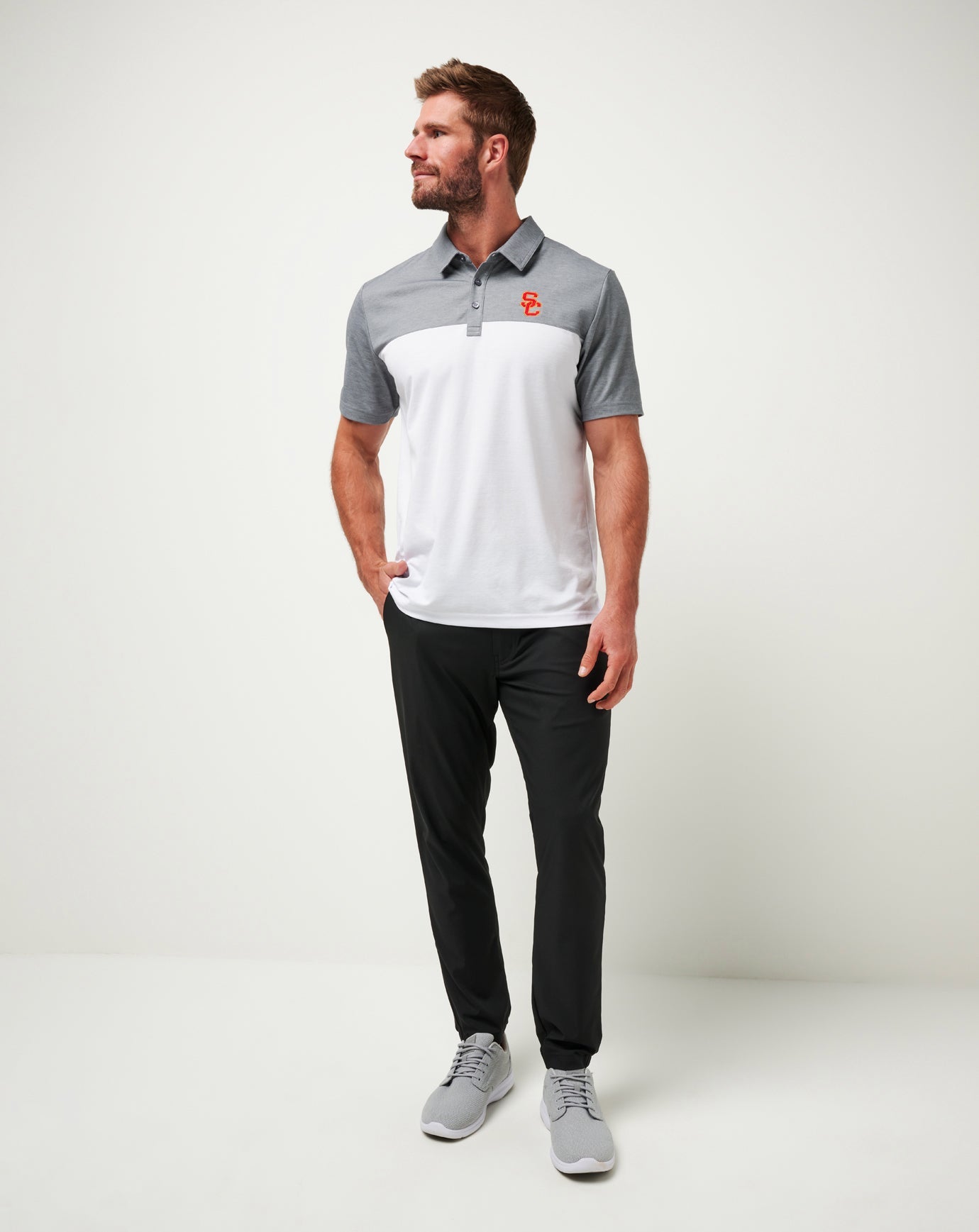 TravisMathew | USC The Rudds 2.0 Polo - Heather Quiet Shade/White