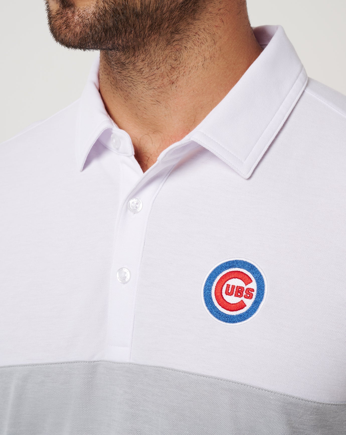TravisMathew | Chicago Cubs Home Run Leader Polo - White/Heather Grey