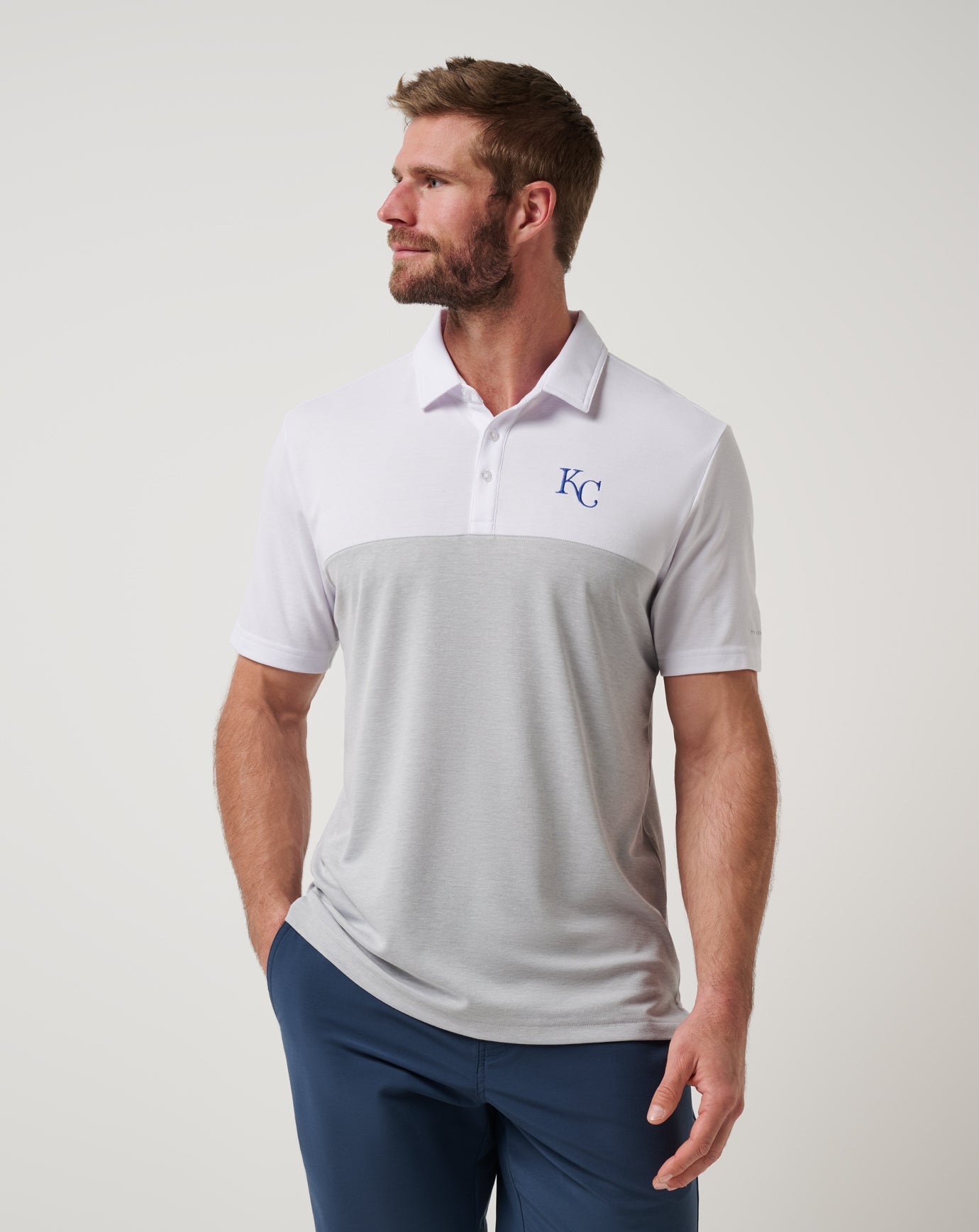 TravisMathew | Kansas City Royals Home Run Leader Polo - White/Heather Grey