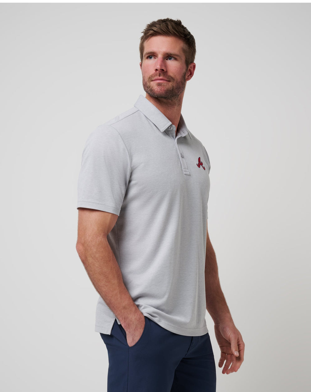 TravisMathew | Atlanta Braves Playoff Pitch Polo - Heather Grey