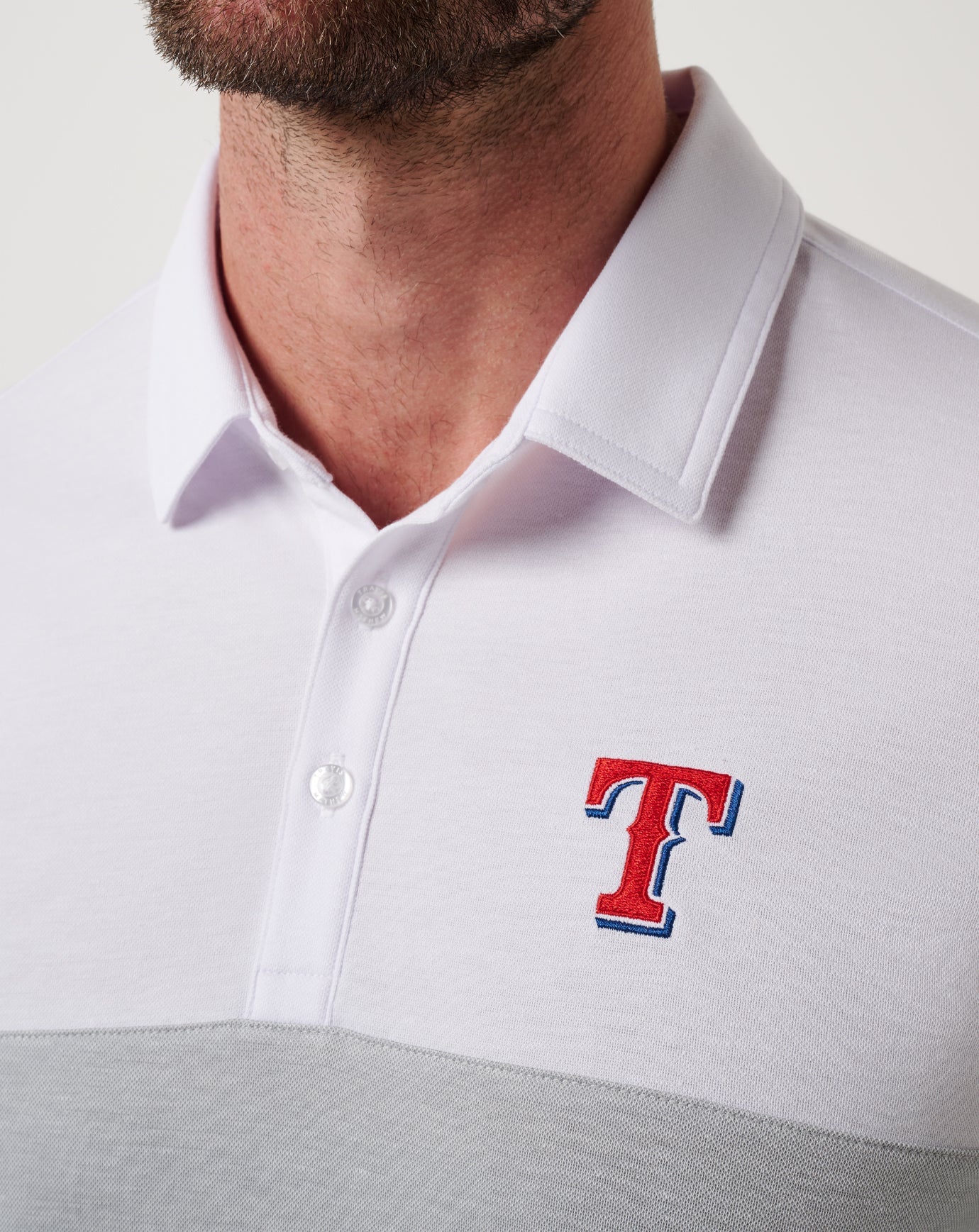 TravisMathew | Texas Rangers Home Run Leader Polo - White/Heather Grey