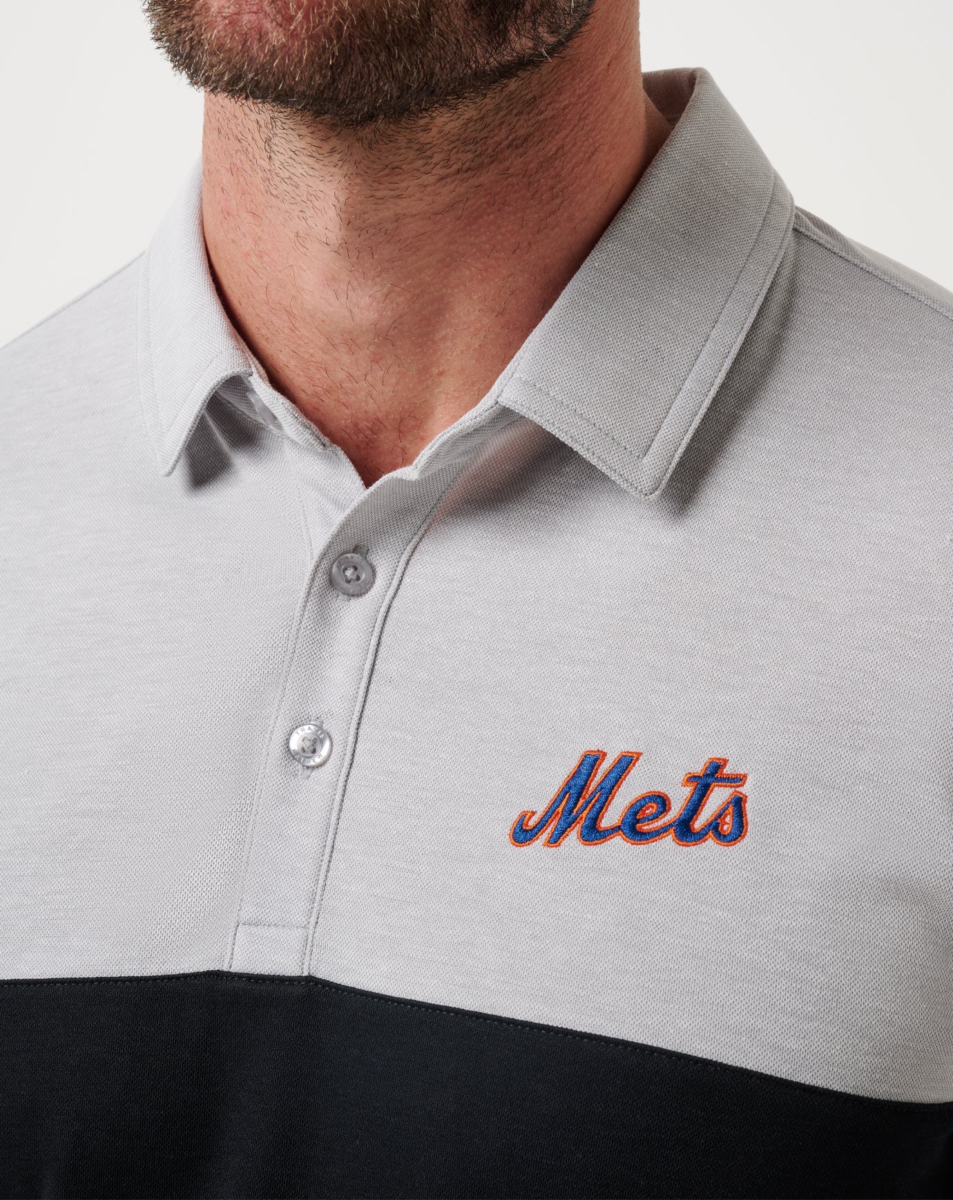 TravisMathew | New York Mets Home Run Leader Polo - Heather Grey/Black