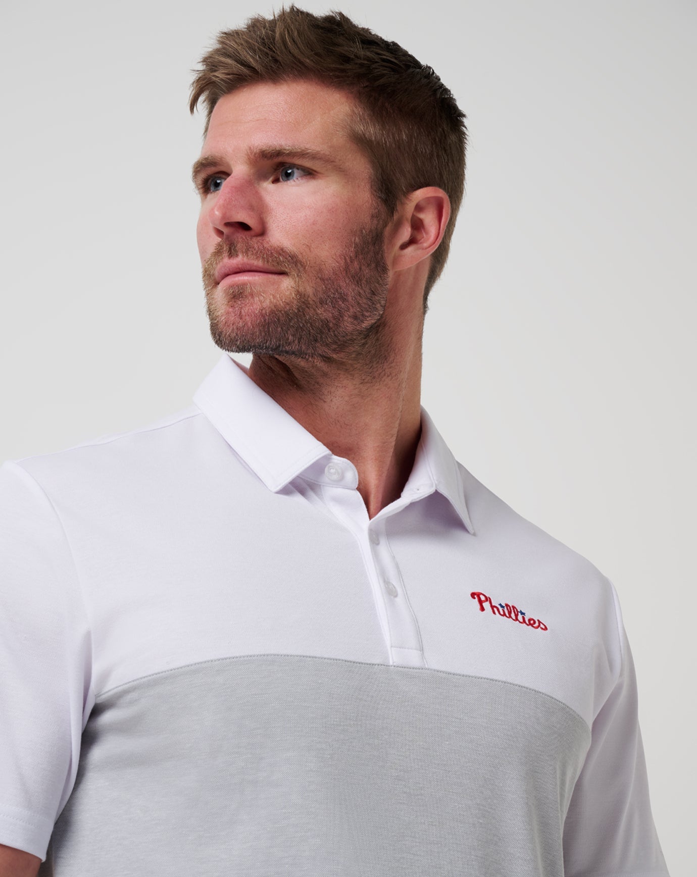 TravisMathew | Philadelphia Phillies Home Run Leader Polo - White/Heather Grey