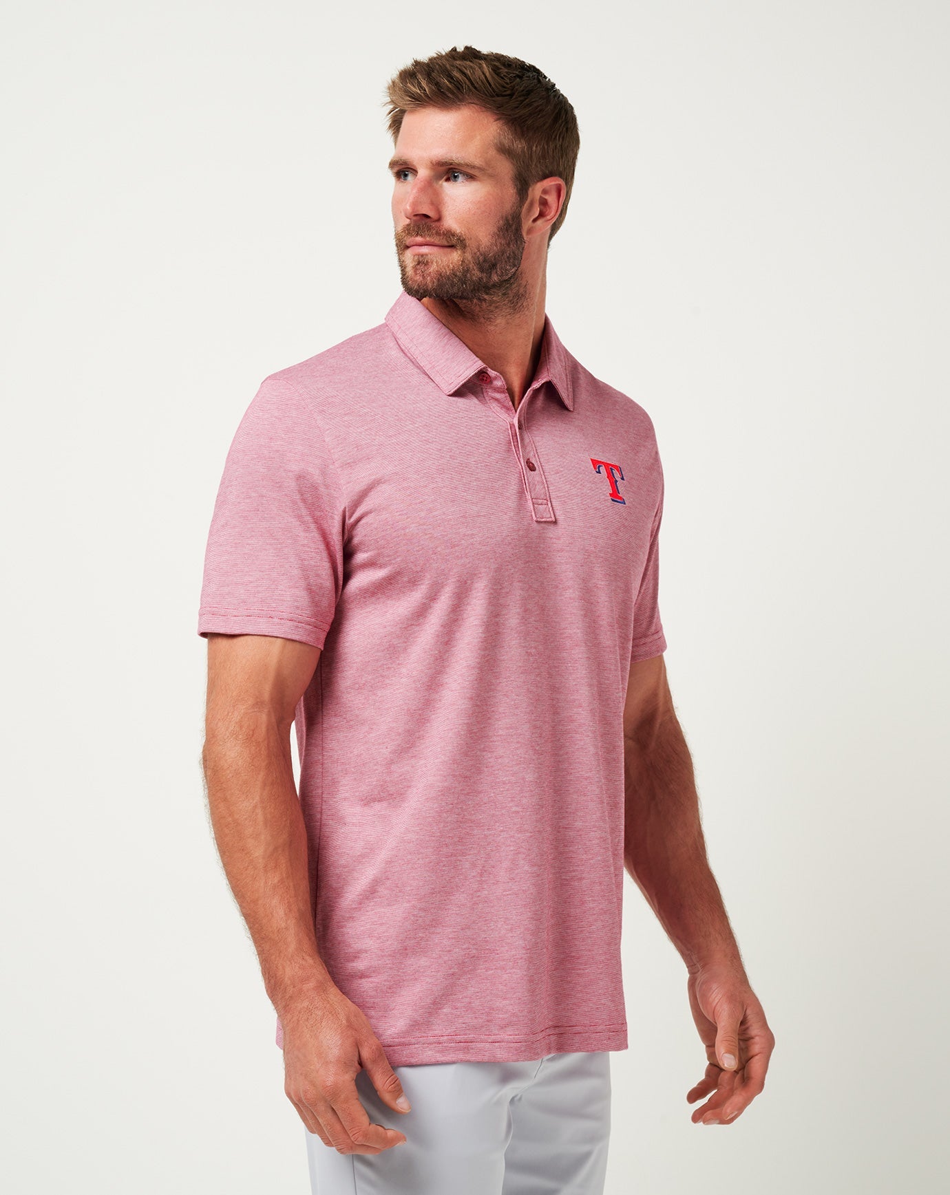 TravisMathew | Texas Rangers The Zinna Polo - Heather Cardinal