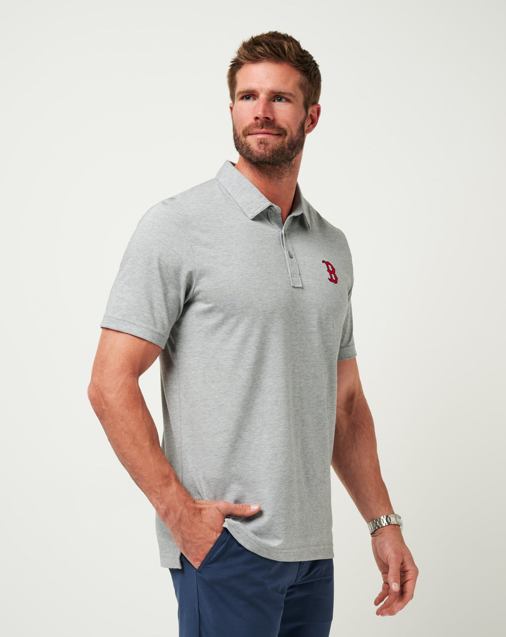 TravisMathew | Boston Red Sox The Zinna Polo - Heather Grey