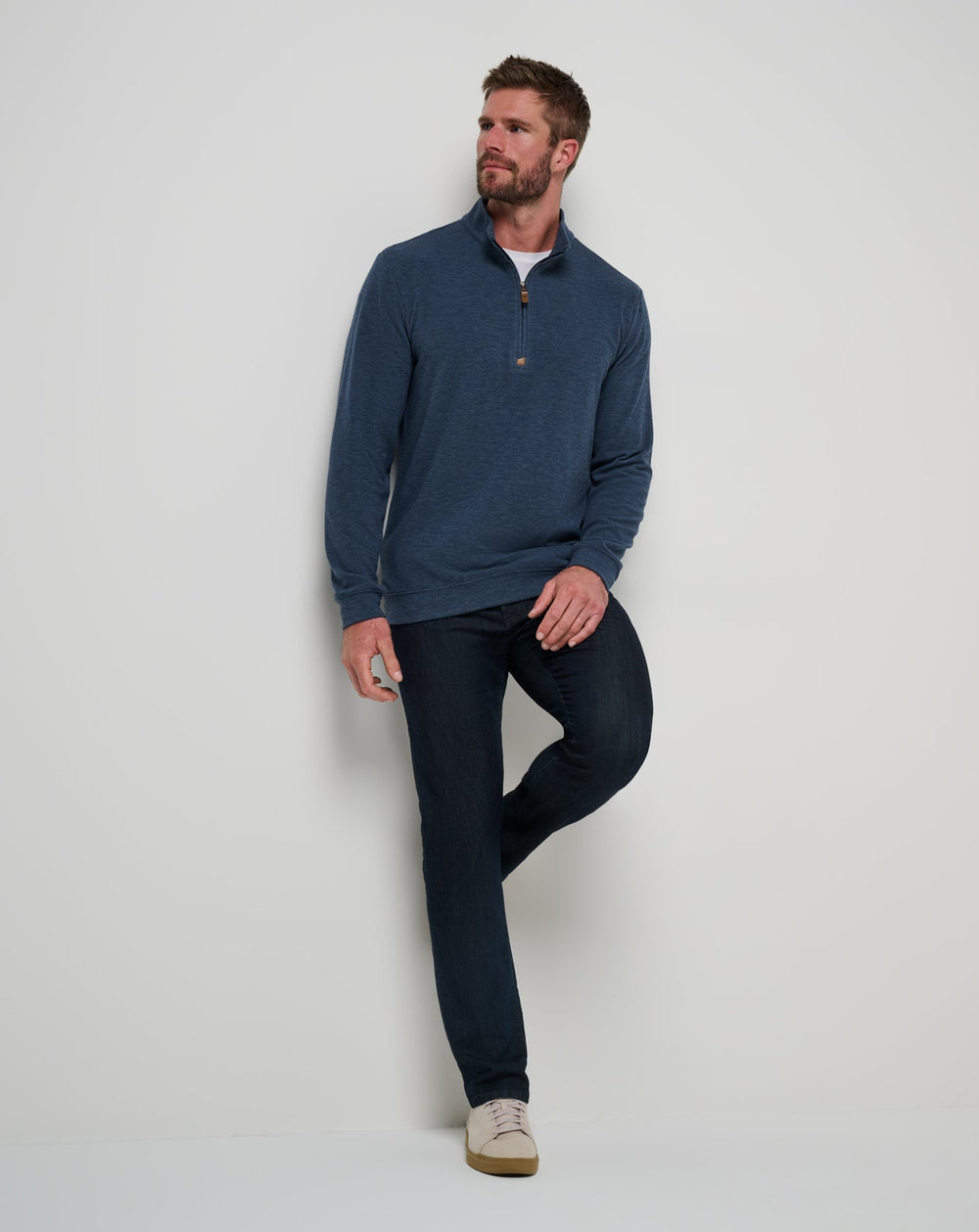 TravisMathew | Cloud Sweater Quarter Zip - Heather Navy