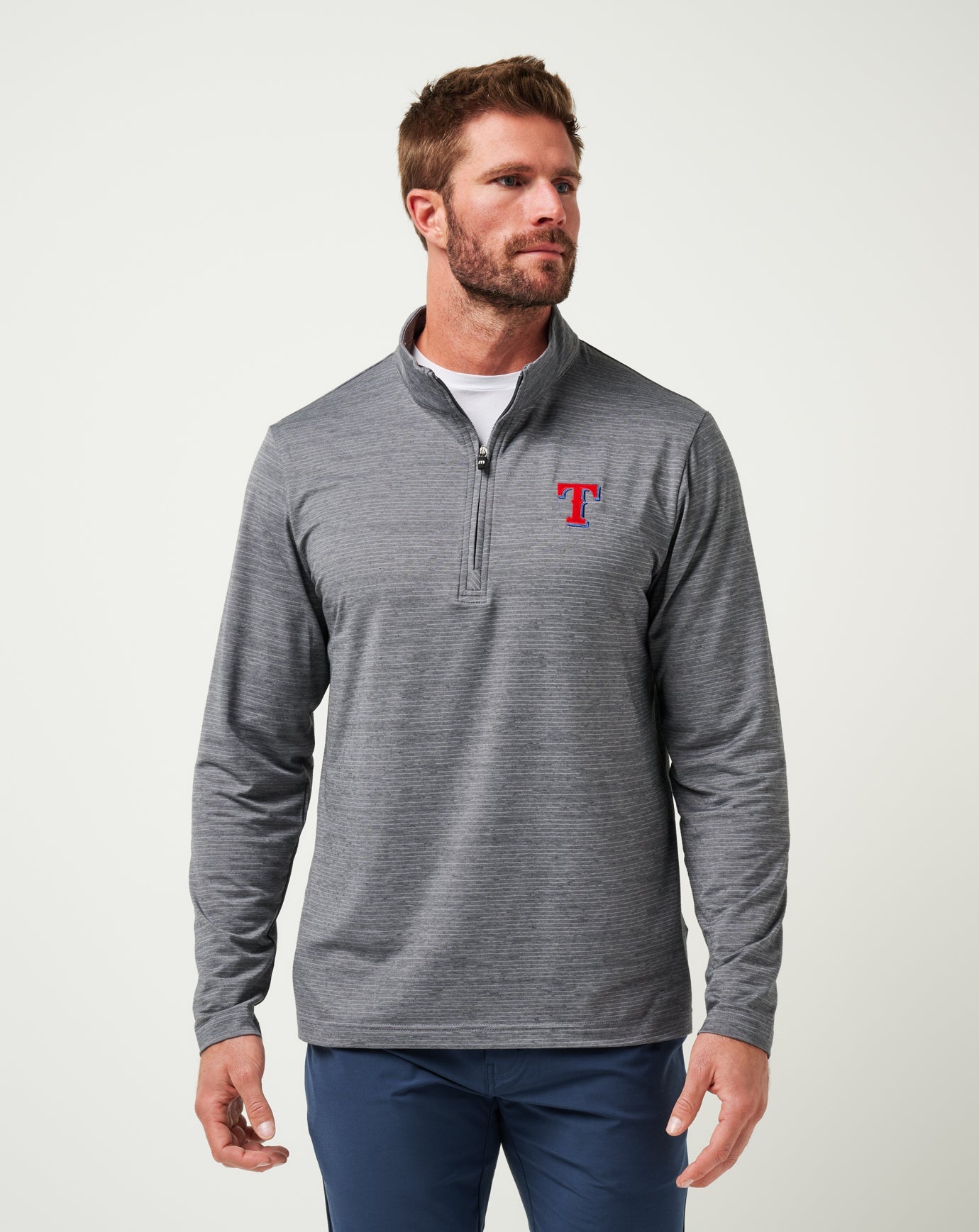 TravisMathew | Texas Rangers The Heater Quarter Zip - Sleet/Quiet Shade