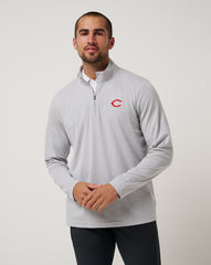 TravisMathew | Cincinatti Reds Time To Tailgate Quarter Zip - Heather Grey