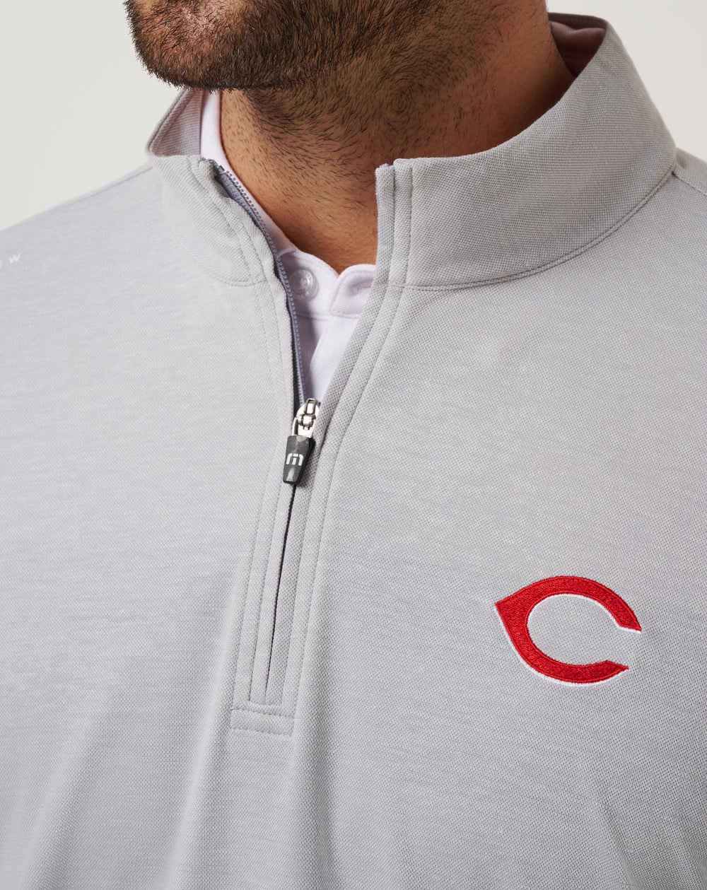 TravisMathew | Cincinatti Reds Time To Tailgate Quarter Zip - Heather Grey