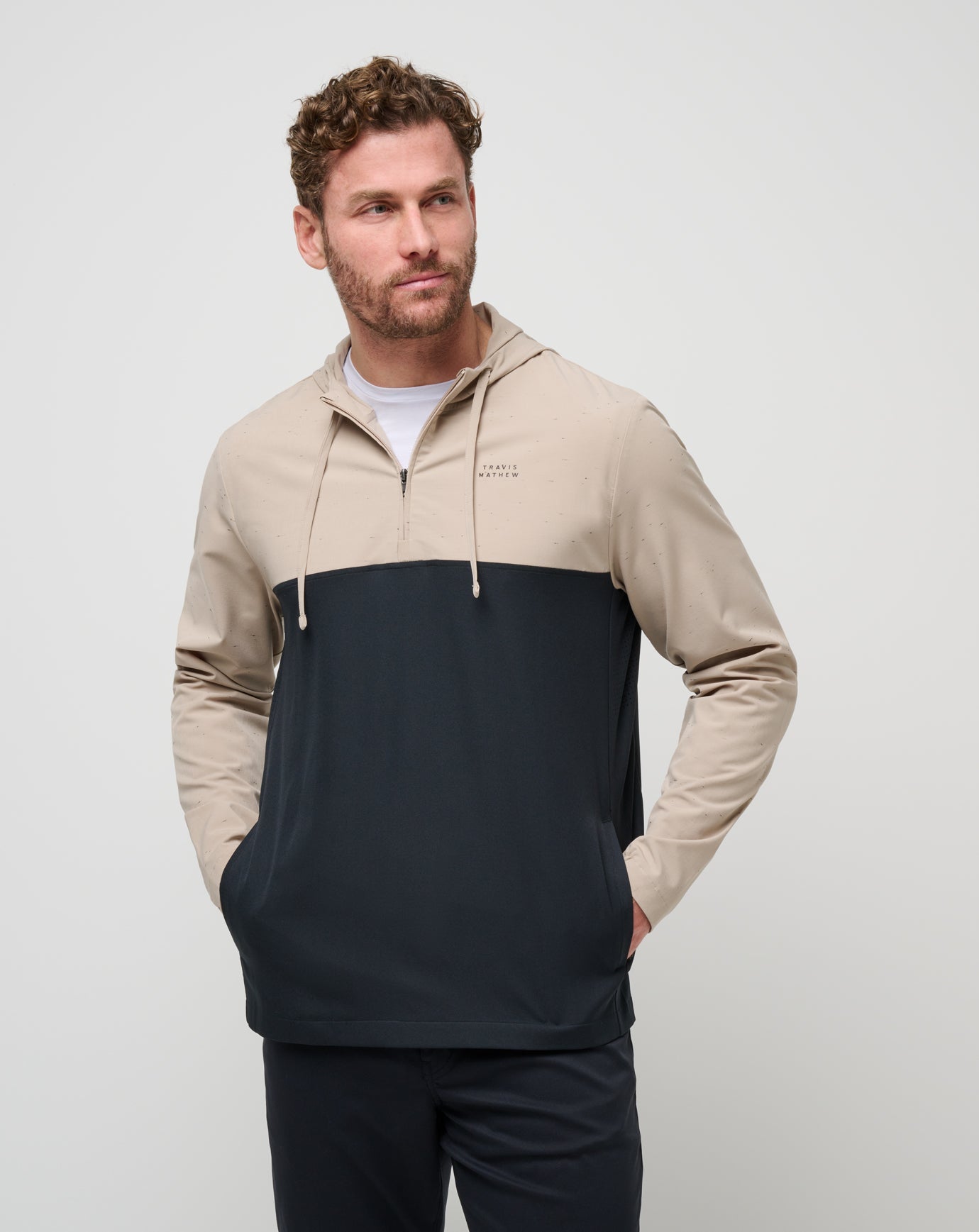 TravisMathew | Rocky Shore Quarter Zip Hoodie - Oxford Tan
