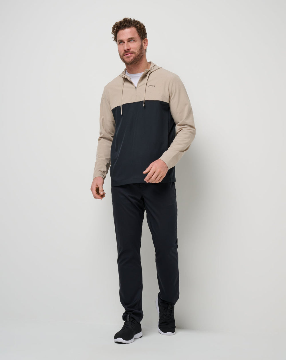 TravisMathew | Rocky Shore Quarter Zip Hoodie - Oxford Tan