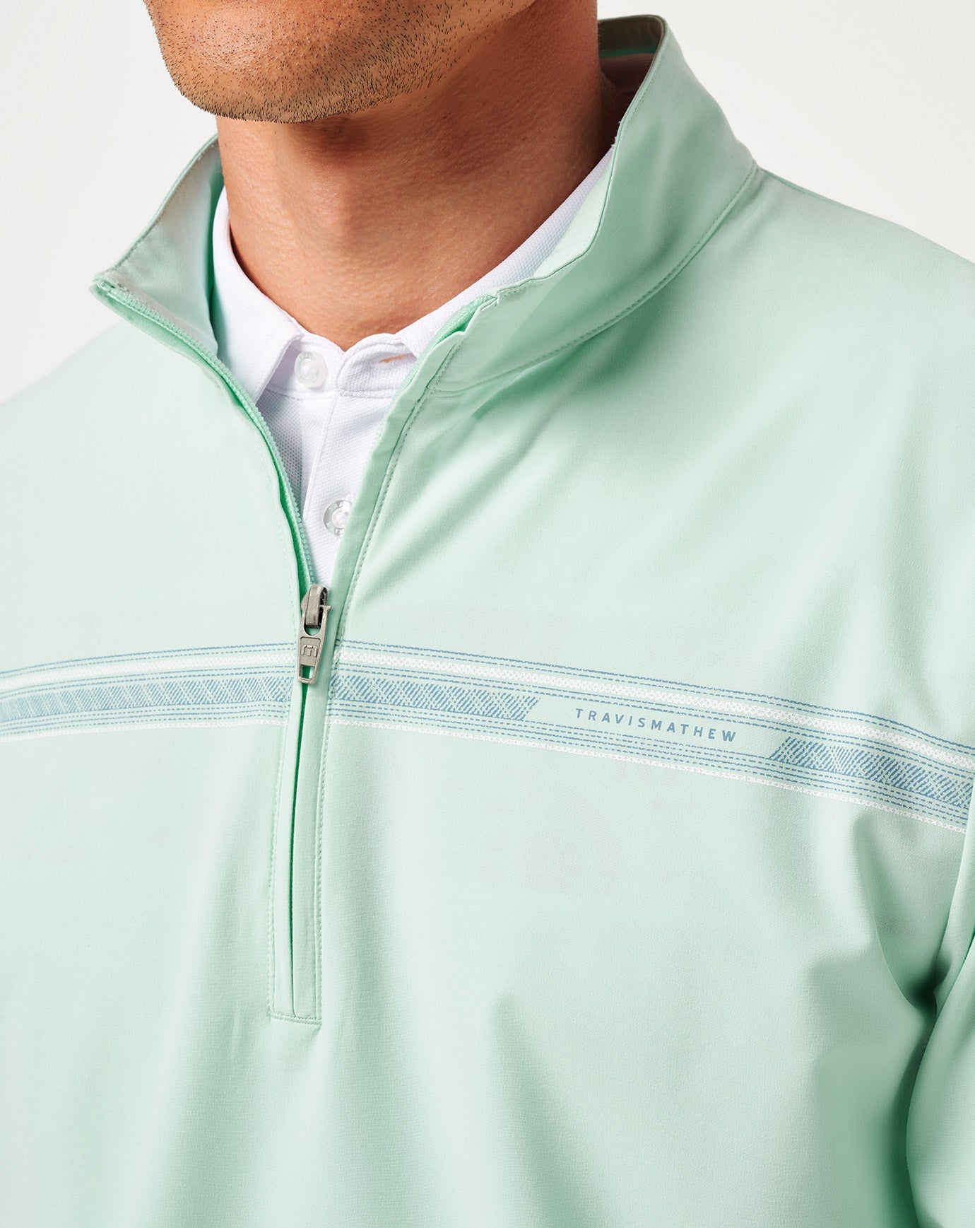 TravisMathew | On The Map Quarter Zip - Eggshell Blue