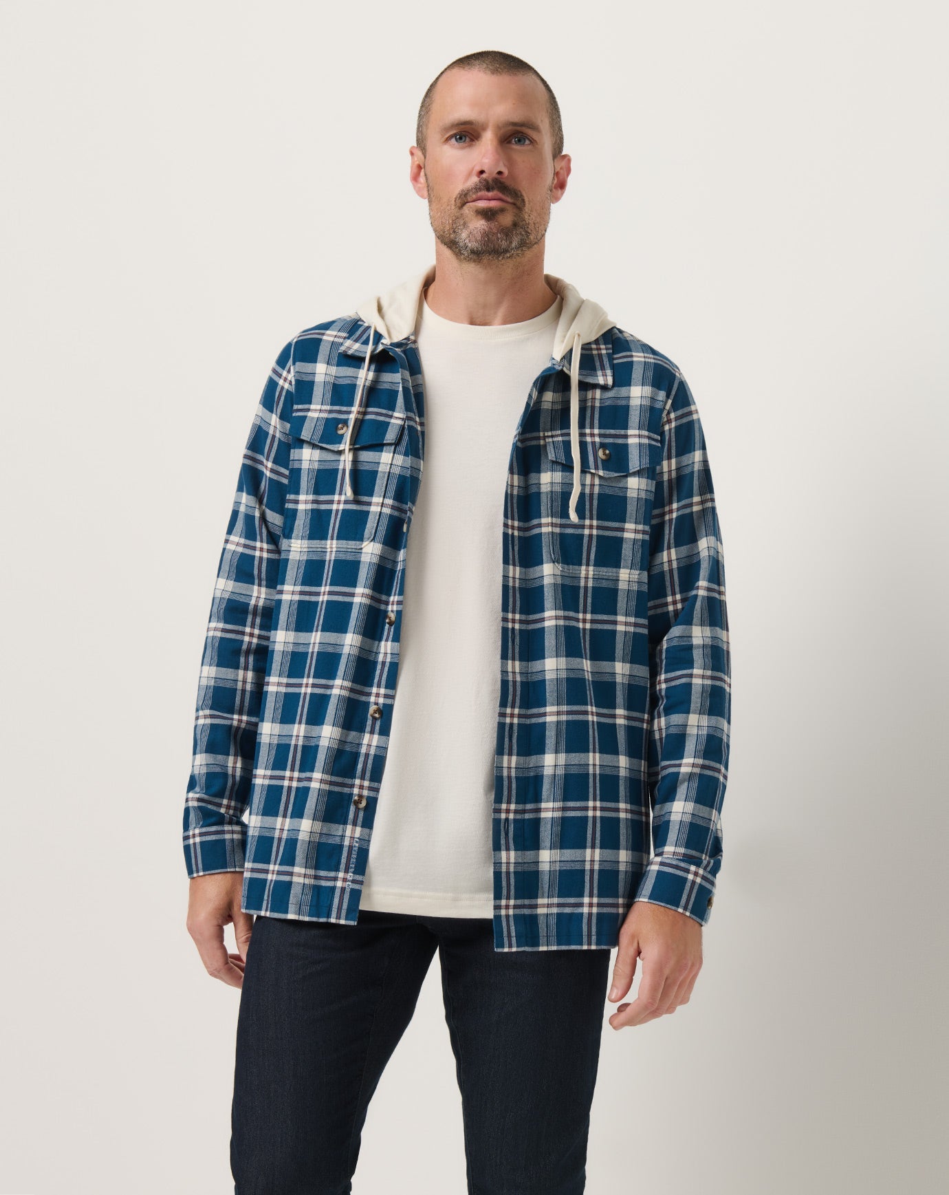 TravisMathew | Cloud Flannel Hooded Button-Up - Titan