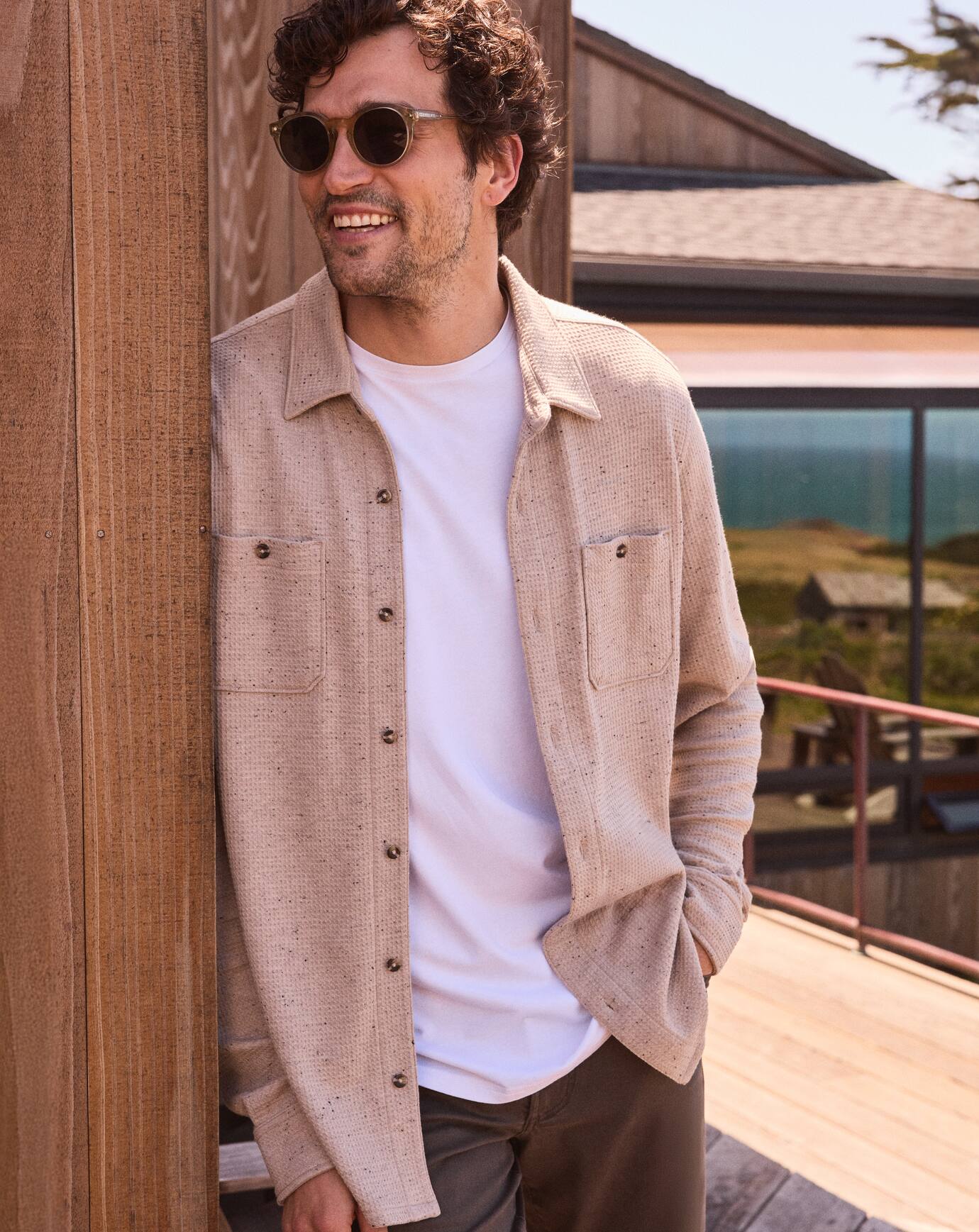 TravisMathew | Cloud Waffle Shirt Jacket - Oxford Tan