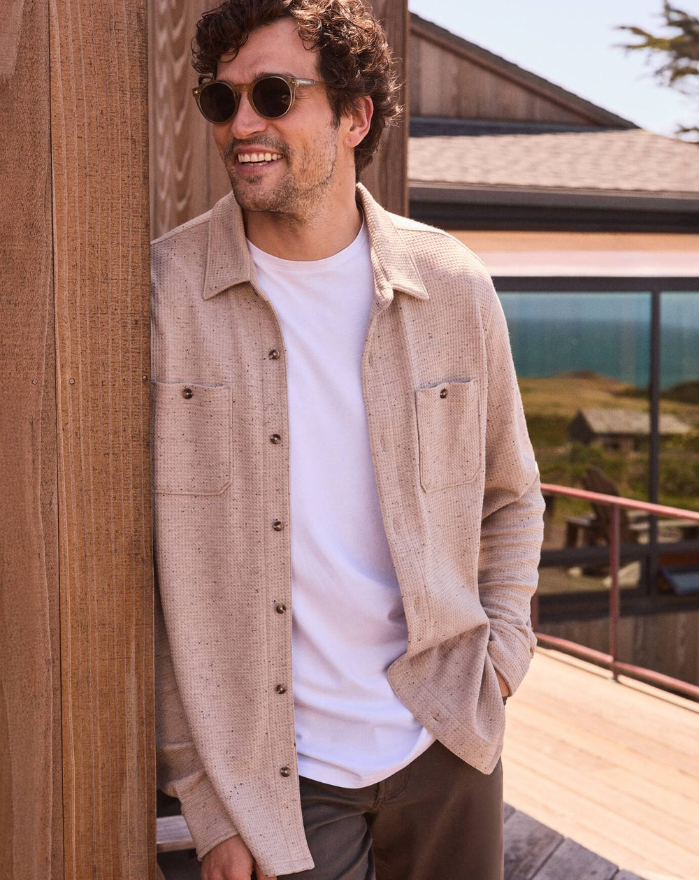 TravisMathew | Cloud Waffle Shirt Jacket - Oxford Tan