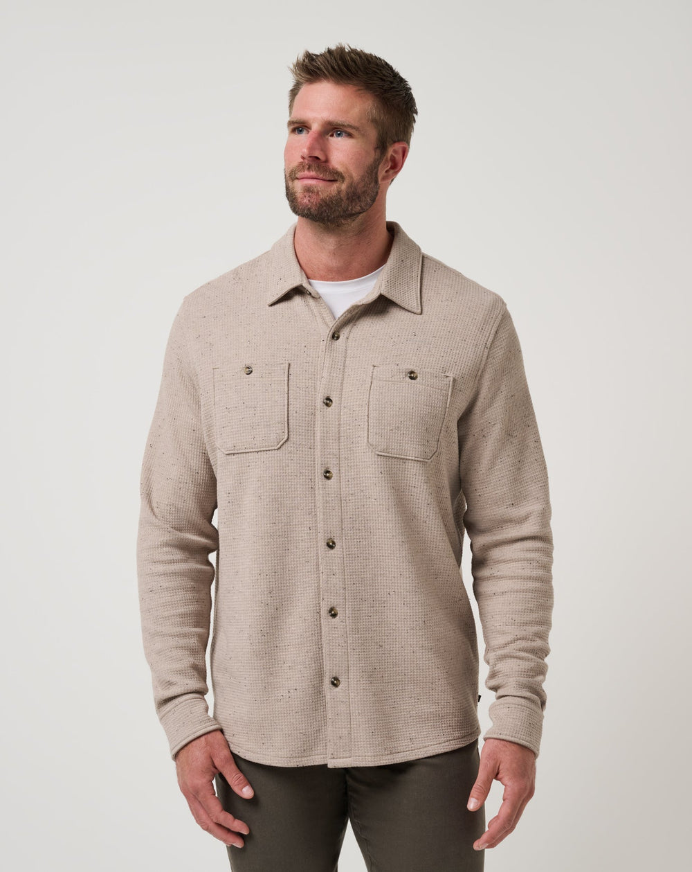TravisMathew | Cloud Waffle Shirt Jacket - Oxford Tan