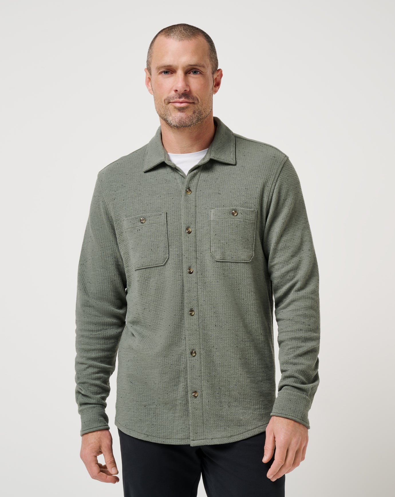 TravisMathew | Cloud Waffle Shirt Jacket - Dark Olive