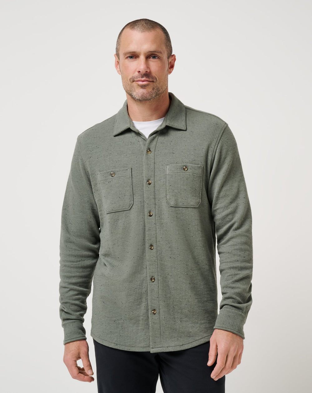 TravisMathew | Cloud Waffle Shirt Jacket - Dark Olive