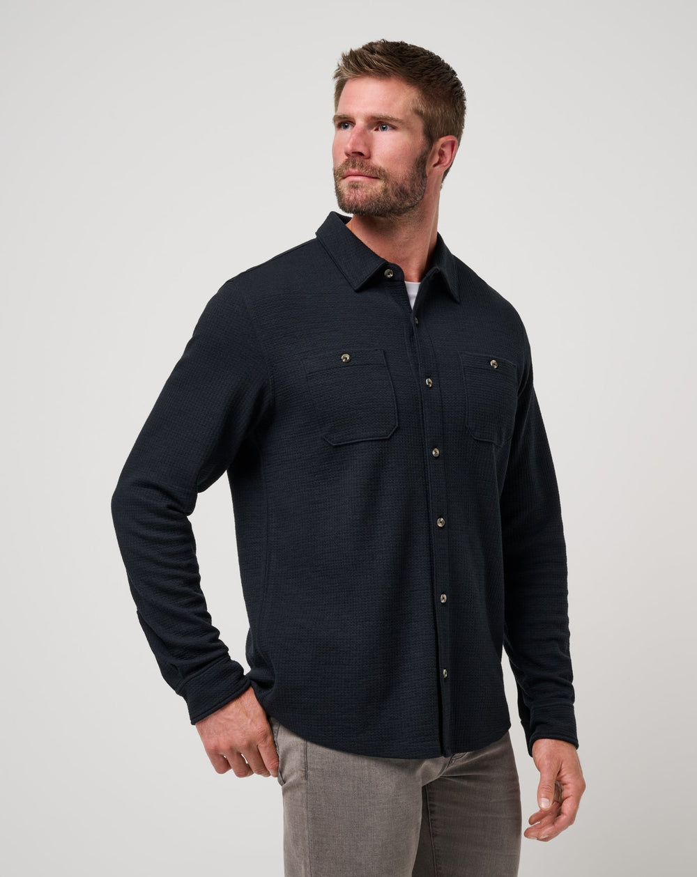 TravisMathew | Cloud Waffle Shirt Jacket - Black