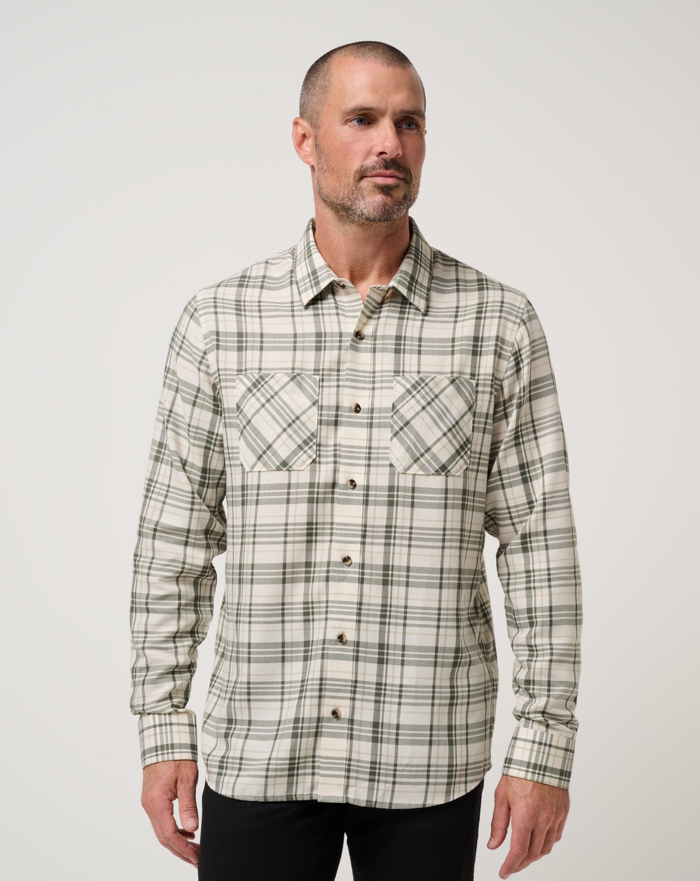 TravisMathew | Cloud Flannel Plaid Button-Up - Birch