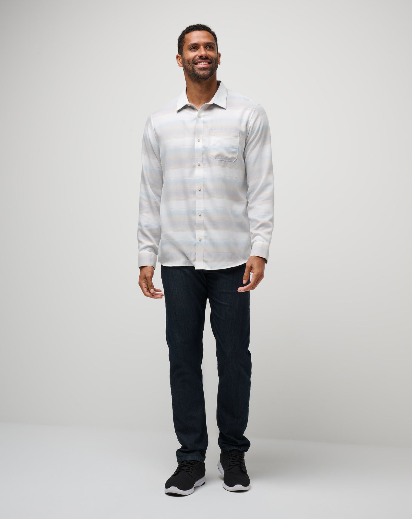 TravisMathew | Cloud Flannel Stripe Button-Up - Oxford Tan