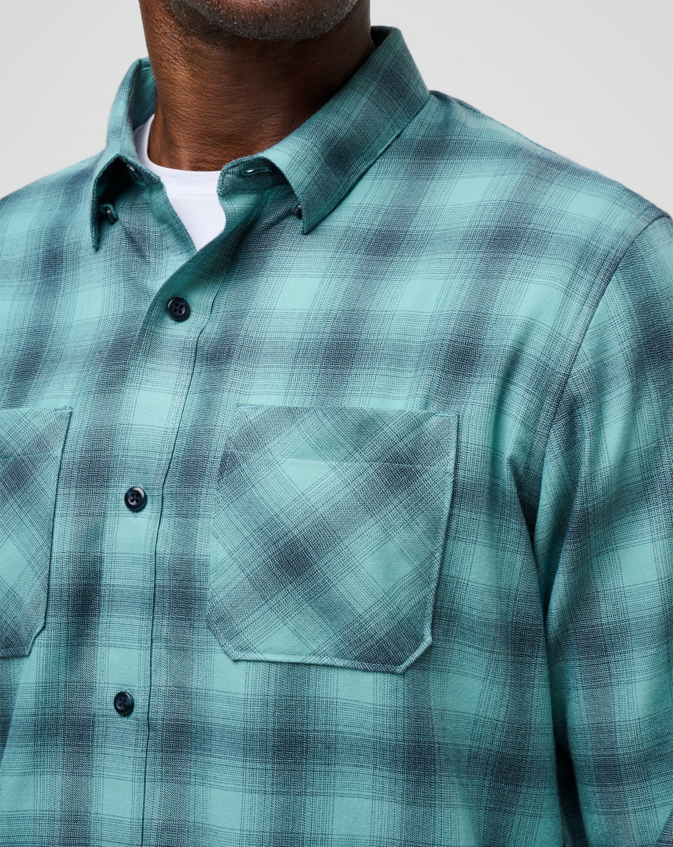 TravisMathew | Cloud Flannel Plaid Button-Up - Total Eclipse/Cameo
