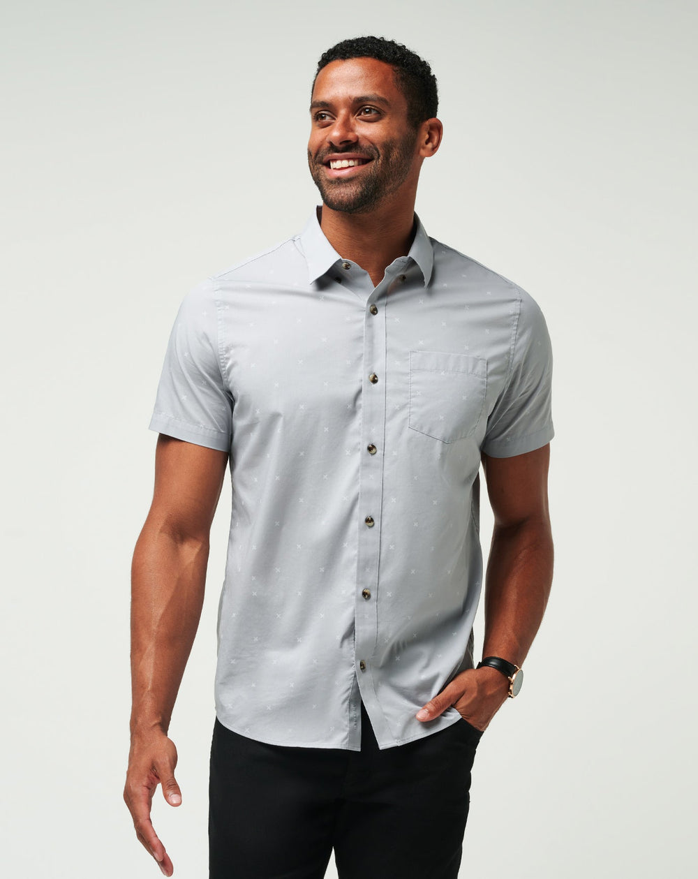 TravisMathew | Across The Pond Button-Up - Heather Sleet