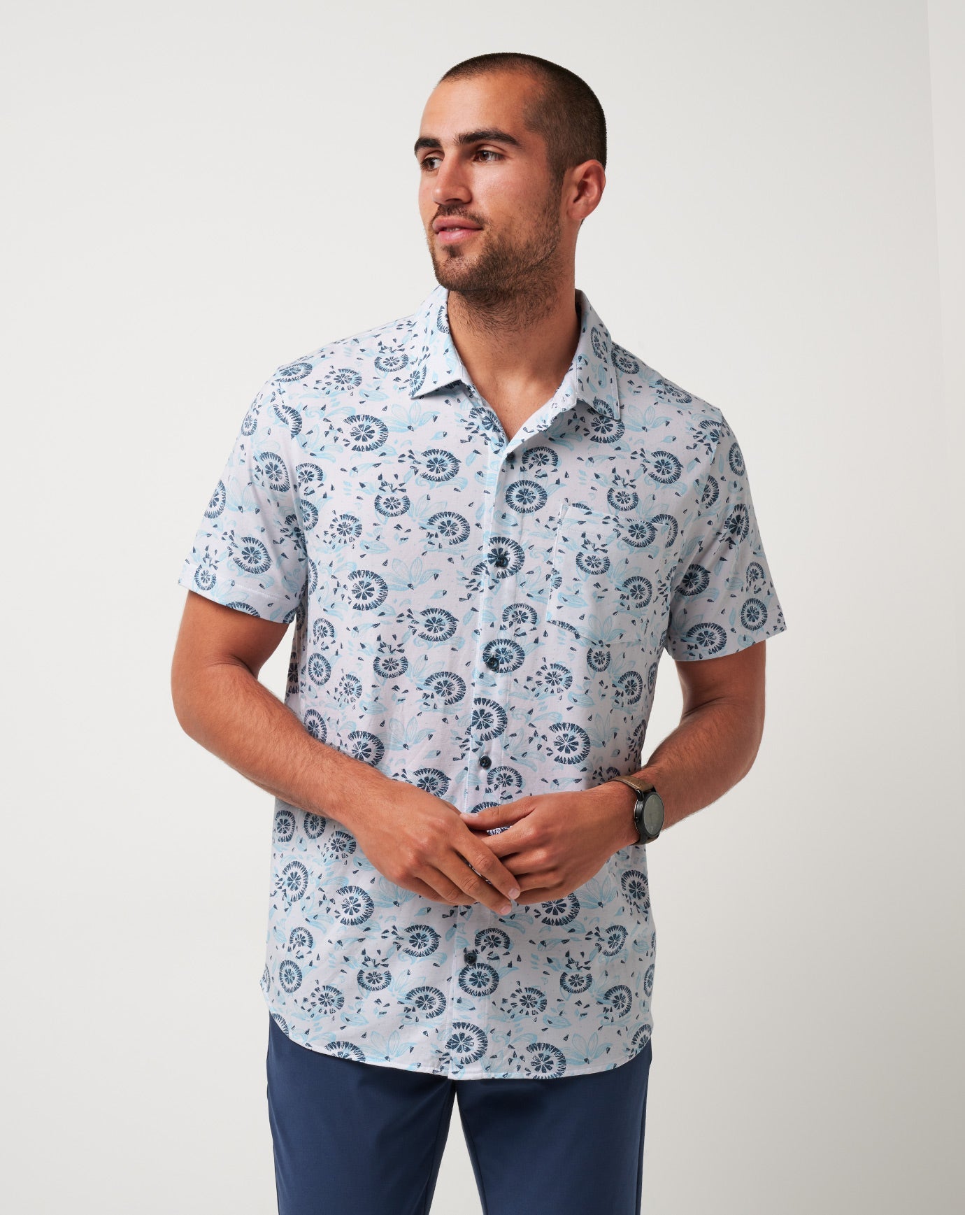 TravisMathew | Knit Flourish Button-Up - White