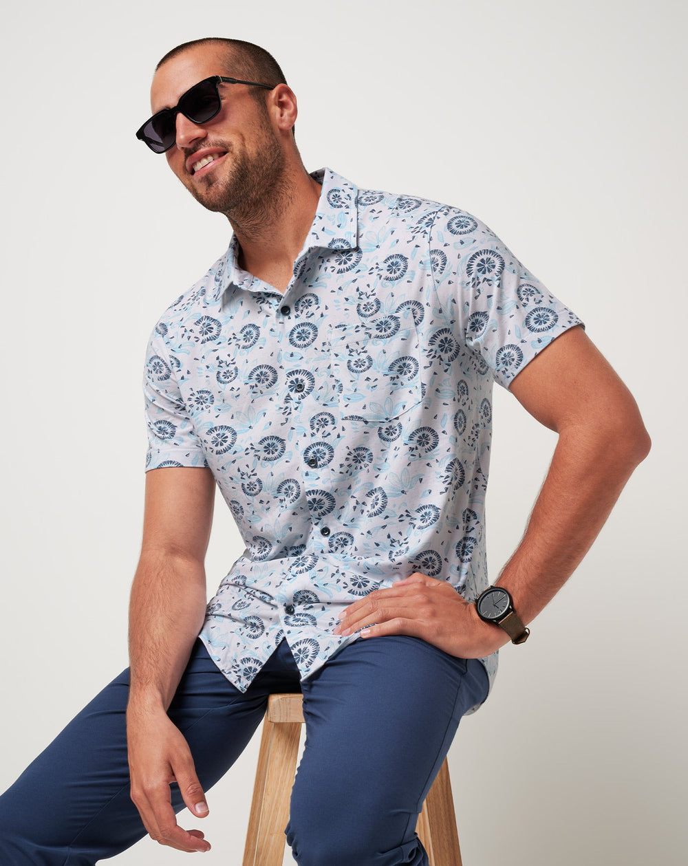 TravisMathew | Knit Flourish Button-Up - White