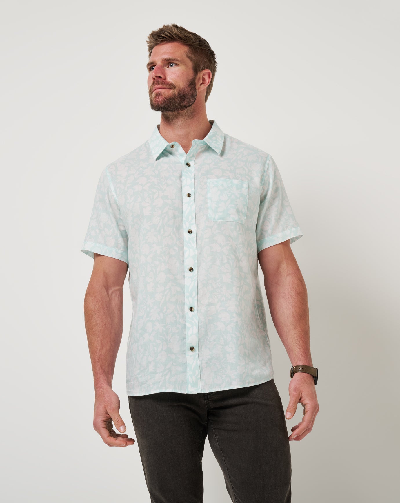 TravisMathew | Double Room Button-Up - Eggshell Blue
