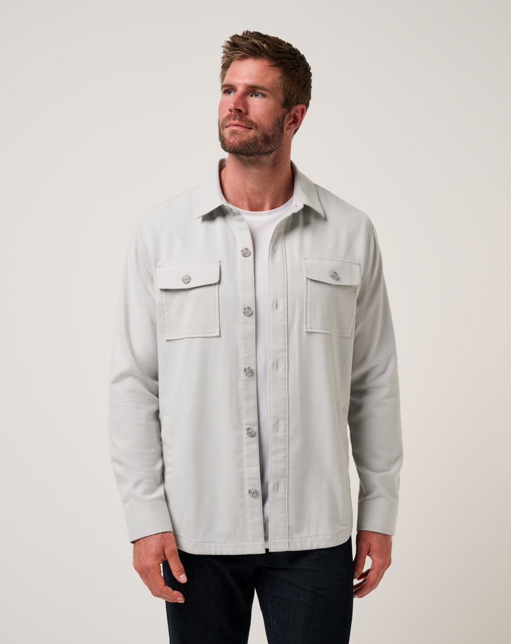 TravisMathew | Wanna Bet Shirt Jacket - Heather Light Grey