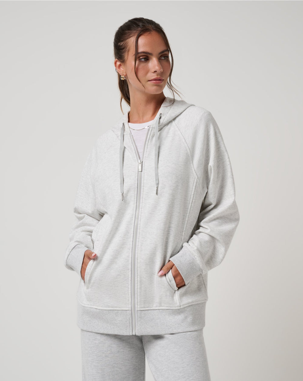TravisMathew | Off Script 2.0 Cloud Full Zip Hoodie - Heather Light Grey