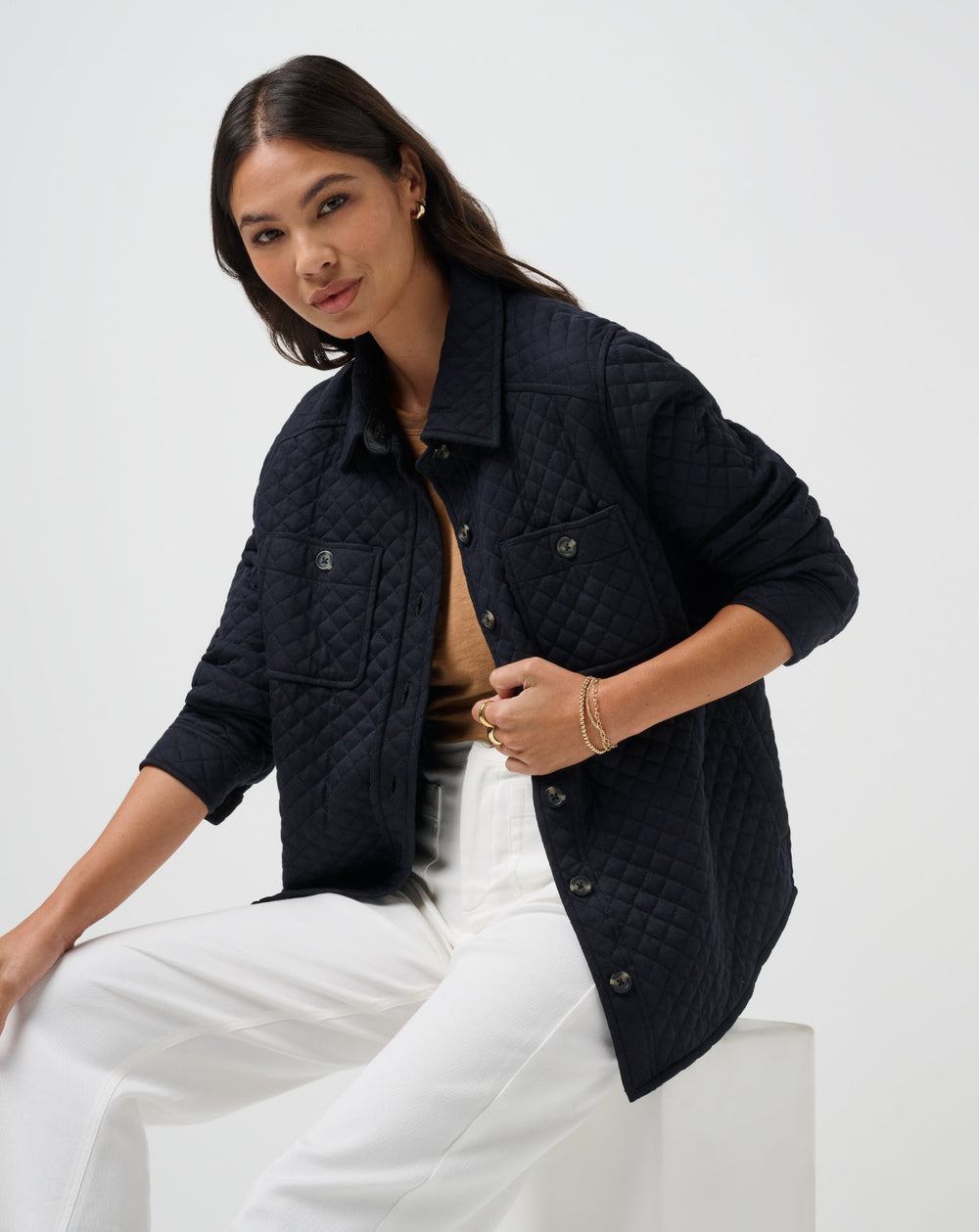 TravisMathew | Diamond Quilted Shacket - Black