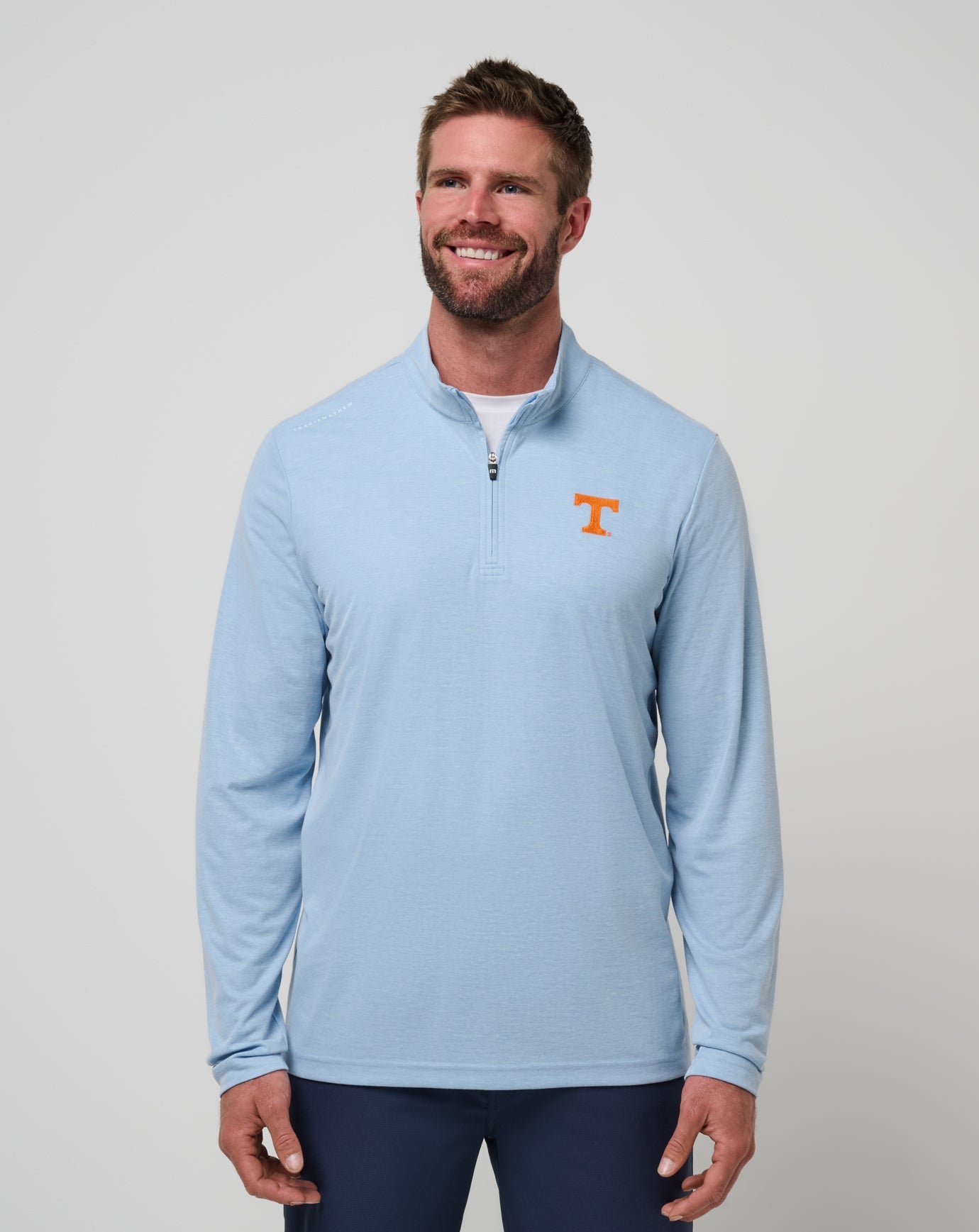 TravisMathew | Tennessee Time To Tailgate Quarter Zip - Heather Blue