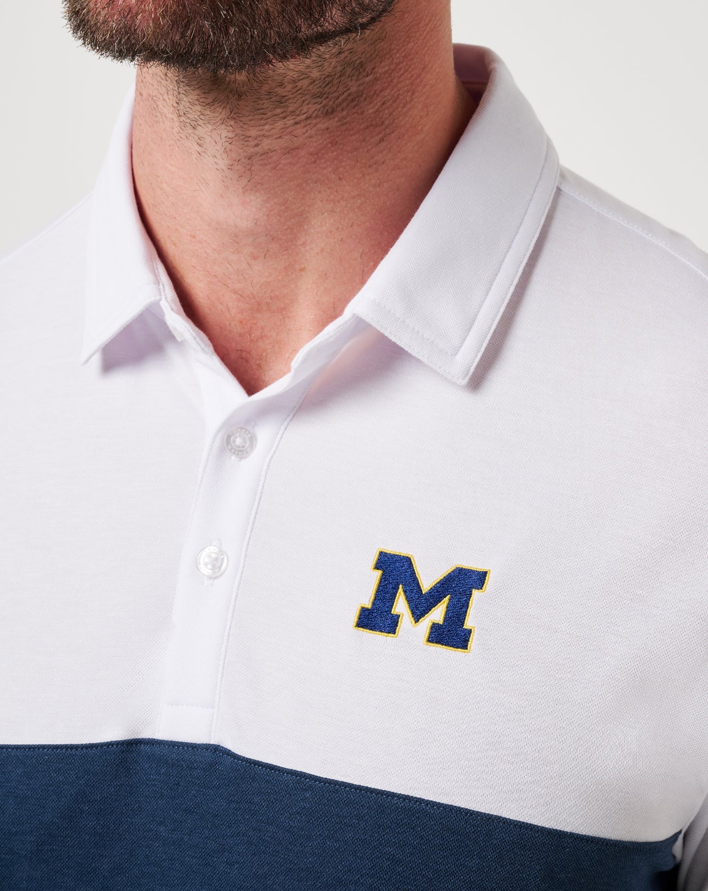 TravisMathew | Michigan Drop Back Polo - White/Navy