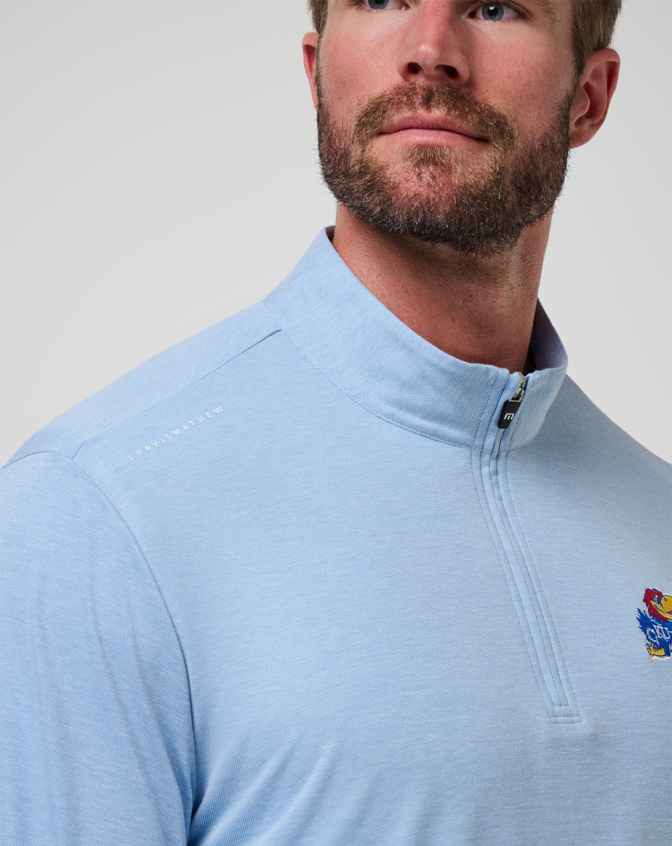 TravisMathew | Kansas Time To Tailgate Quarter Zip - Heather Blue